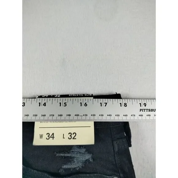 Abercrombie & Fitch Jeans Mens 34 Black‎ Athletic Slim Distressed Slow Fashion